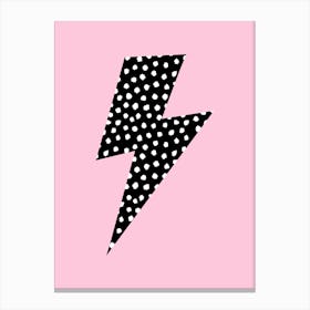 Monochrome Spotty Lightning Bolt on Pink Canvas Print