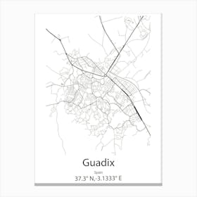 Guadix,Spain Minimalist Map Canvas Print