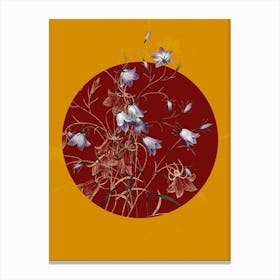 Vintage Botanical Campanule Clochette on Circle Red on Yellow n.0039 Canvas Print