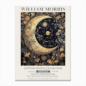 William Morris Big Moon And Stars Vintage Exhibition Canvas Print