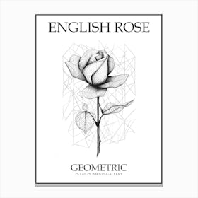 English Rose Geometric Line Drawing 2 Poster Canvas Print
