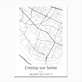 Croissy Sur Seine,France Minimalist Map Canvas Print