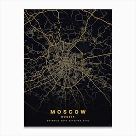 Moscow Russia Black And Gold Map Stampe su tela