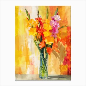Gladiolus Flowers On A Table   Contemporary Illustration 4 Canvas Print