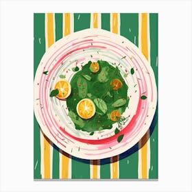A Plate Of Lasagna, Top View Food Illustration 4 Canvas Print