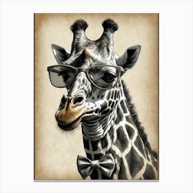 Giraffe With Glasses Canvas Print