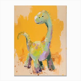 Mustard Happy Dinosaur Painting Canvas Print