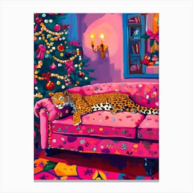 Leopard On Couch Canvas Print