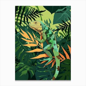 Green Galápagos Land Iguana Abstract Modern Illustration 3 Canvas Print
