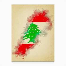 Lebanon Flag Vintage Canvas Print