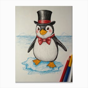 Penguin In Top Hat 1 Canvas Print