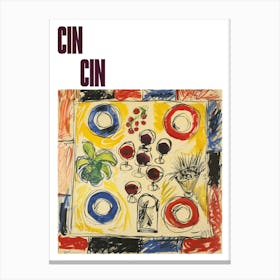 Cin Cin Poster Wine Lunch Matisse Style 8 Canvas Print