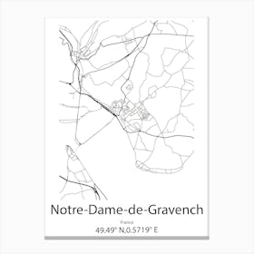 Notre Dame De Gravenchon,France Minimalist Map Canvas Print