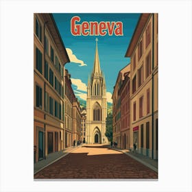 Aihrgdesign A Retro Travel Poster For Geneva 3 Canvas Print