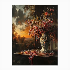 Baroque Floral Still Life Bleeding Hearts Dicentra 7 Canvas Print