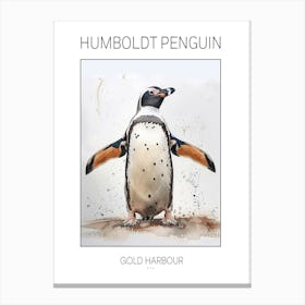 Humboldt Penguin Gold Harbour Watercolour Painting 3 Poster Canvas Print