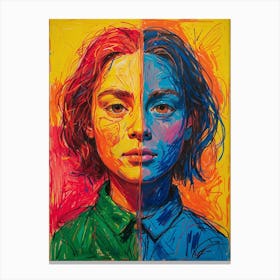 Girl With The Rainbow Hair Canvas Print