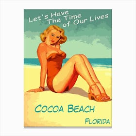 Pinup Girl On Cocoa Beach, Florida Canvas Print