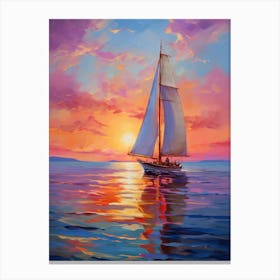 Sailboat At Sunset 25 Canvas Print