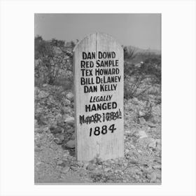 Tombstone In Boothill Cemetery, Tombstone, Arizona By Russell Lee Canvas Print