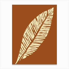 Leaf On A Brown Background Canvas Print