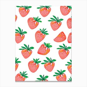 Strawberry Repeat Pattern, Fruit, Tarazzo Canvas Print