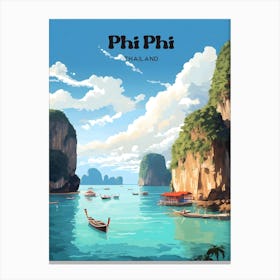 Phi Phi Thailand Vacation Travel Art Illustration Canvas Print