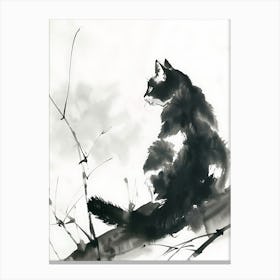 Cat Sitting On A Branch Canvas Print