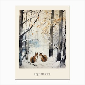 Winter Watercolour Squirrel 3 Poster Canvas Print