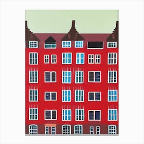 Red Brick Tall Houses Nordic Scandinavian Windows And Chimneys Canvas Print
