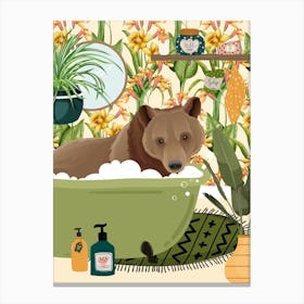 Bear In Bathtub In Springtime Bathroom Toile