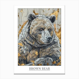 Brown Bear Precisionist Illustration 2 Poster Canvas Print