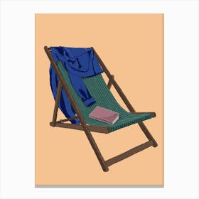 My Bright Happy Place Lazy Summer Beach Chair with a blue shirt and a book Canvas Print