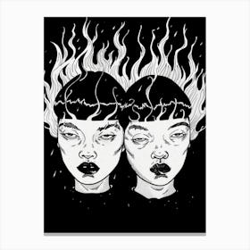 Flaming Twins Canvas Print