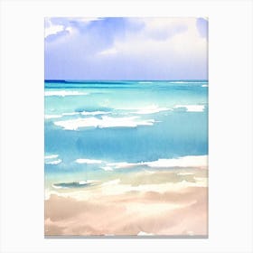 Saint Jean Beach, St Barts Watercolour Canvas Print