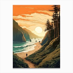 Lost Coast Trail Usa 1 Vintage Travel Illustration Canvas Print