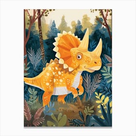 Cute Protoceratops Dinosaur Watercolour 1 Canvas Print