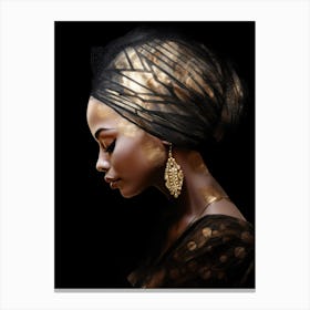 African Woman In Gold Turban Canvas Print