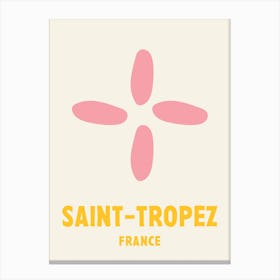 Saint Tropez, France, Graphic Style Poster 4 Canvas Print