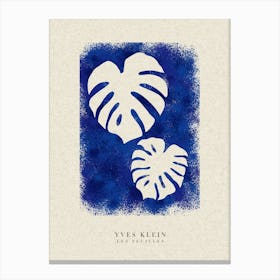 Yves Klein Monstera Leaves Blue Canvas Print