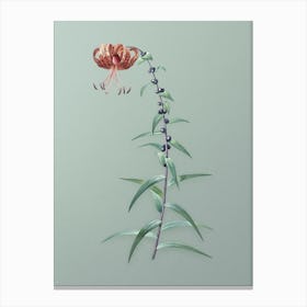 Vintage Tiger Lily Botanical Art on Mint Green n.0133 Canvas Print