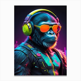 Gorilla With Headphones Canvas Print