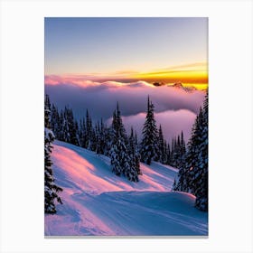 Fernie, Canada Sunrise Skiing Poster Canvas Print