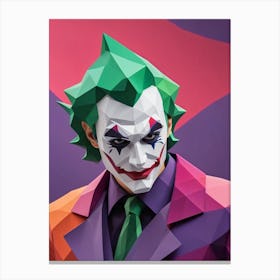 Joker Portrait Low Poly Geometric (30) Canvas Print