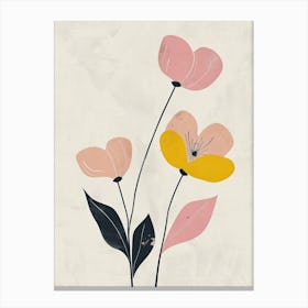 Flowers On A Beige Background 2 Canvas Print