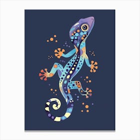 Blue African Fat Tailed Gecko Abstract Modern Illustration 5 Canvas Print