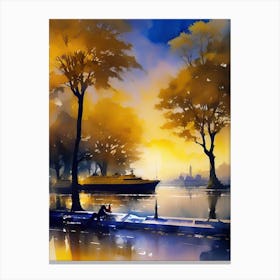 Sunset By The Canal Canvas Print