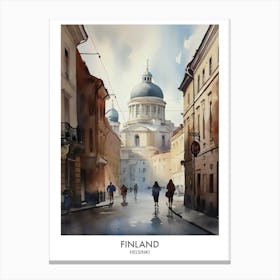Helsinki, Finland 1 Watercolor Travel Poster Canvas Print
