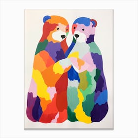 Colourful Kids Animal Art Otter 3 Canvas Print