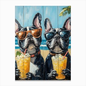 Whimsical Frenchies At The Bar 29 Canvas Print